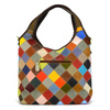 A large leather bag with a beautiful mosaic pattern