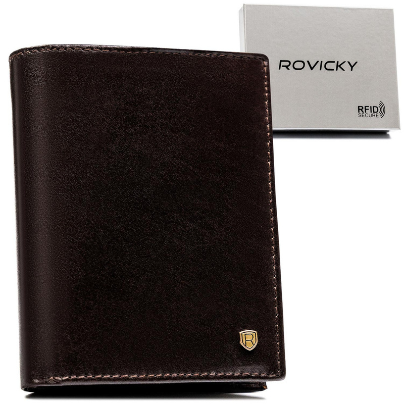 Men's leather wallet for documents with RFID Rovicky