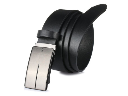 BELTIMORE men's leather belt black buckle 3.5 cm A27 : Colors - black, Strap size - r.90-105 cm