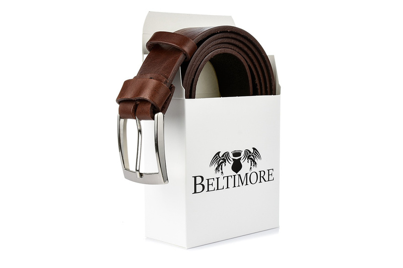 Beltimore leather men's brown premium belt E08 : Colors - brown, beige, Strap size - r.100-115 cm