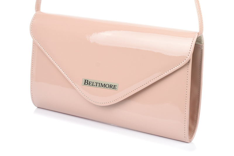 Beltimore powder pink M78 lacquered clutch bag with strap elegant Beltimore powder pink