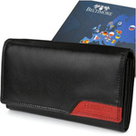 Women's leather wallet large retro horizontal RFiD black BELTIMORE 043