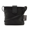 Women's leather messenger bag fastened over the shoulder