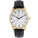 Men's watch quartz white and gold classic leather strap C426