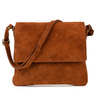 Cognac Italian Women's Suede Handbag Postbag with Flap B67