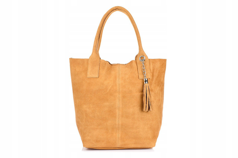 Italian Leather Suede A4 Shopper Handbag Camel T49