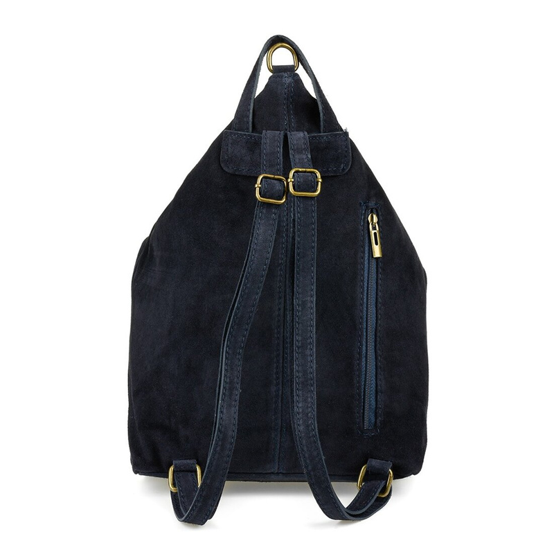 Navy Blue Italian Stylish Women's Leather Suede Backpack A4 W14.