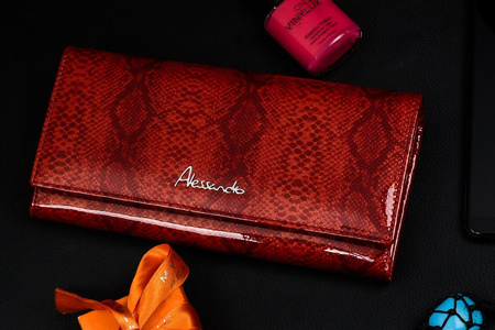 Women's large leather wallet pink Alessandro N53