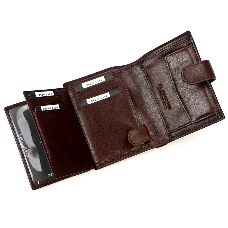 EL FORREST men's leather zip-up wallet with RFID