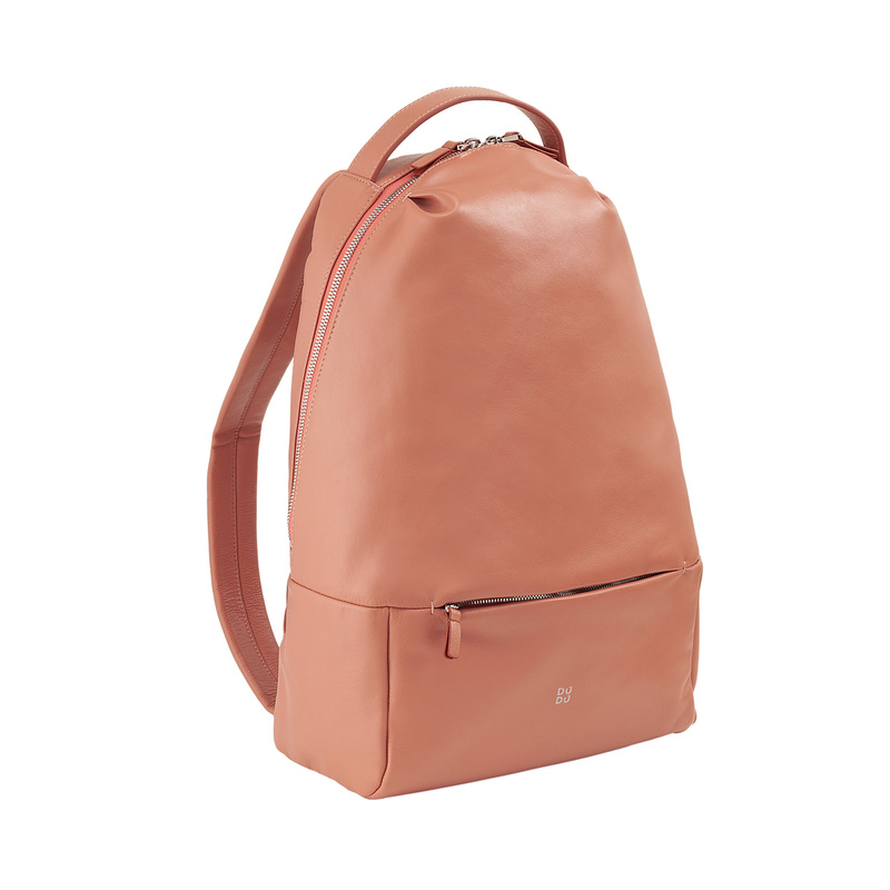 Women and men backpack coloured Colorful Rio by DUDU made in real leather with metal zips and shoulder straps padded. Rucksack for leisure time, sporty and clean design.