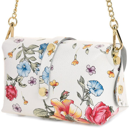 Italienische formale Lederhandtasche auf Kette Floral P45