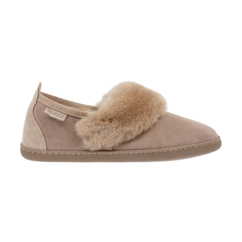 Warm women's sheepskin slippers made of wool