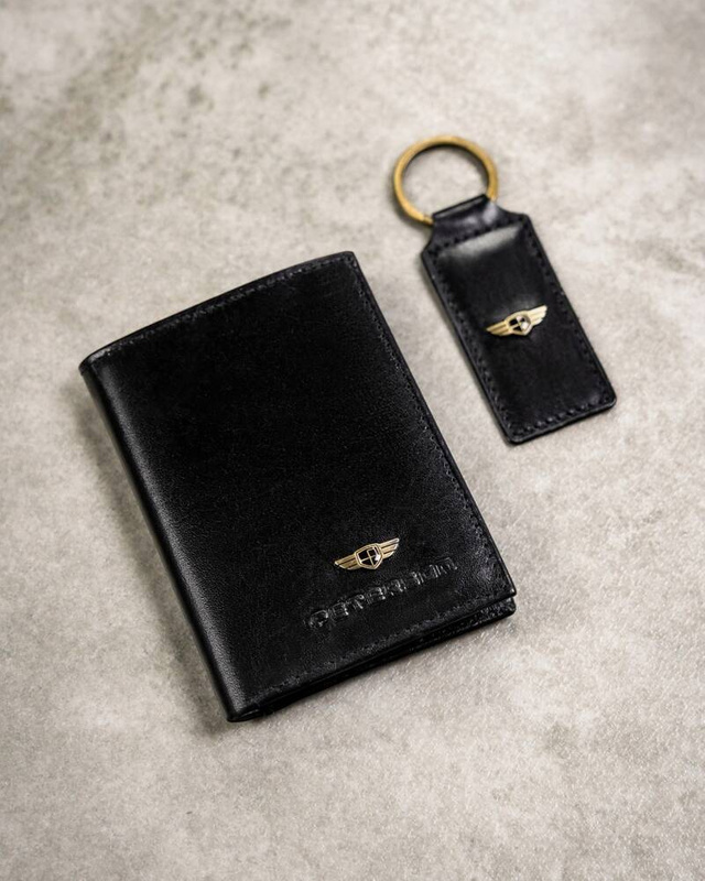 Leather wallet+case+key ring set PETERSON PTN SET3-N79-VT