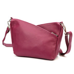 Three-compartment women's leather messenger bag, roomy