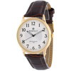 Herrenuhr Quarz braun und gold klassisches Lederband C411