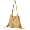 Beige Damen Lederhandtasche Wildleder Riemen Tasche W03