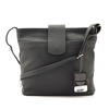 Women's leather messenger bag fastened over the shoulder