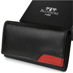 Women's leather wallet large retro horizontal RFiD black BELTIMORE 040