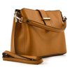 Women's leather shoulder messenger bag with three compartments