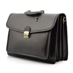 Three-compartment leather briefcase Vera Pelle