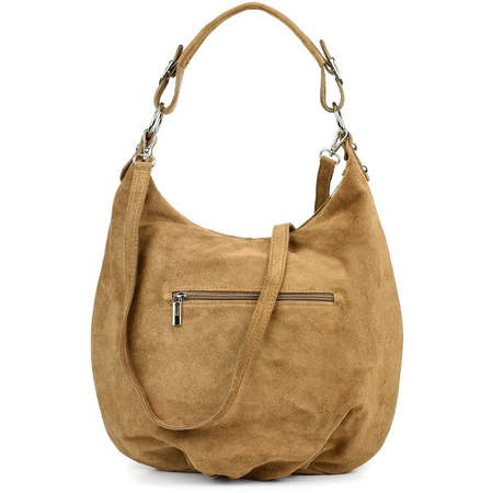 Vera Pelle suede leather handbag large A4 taupe K51