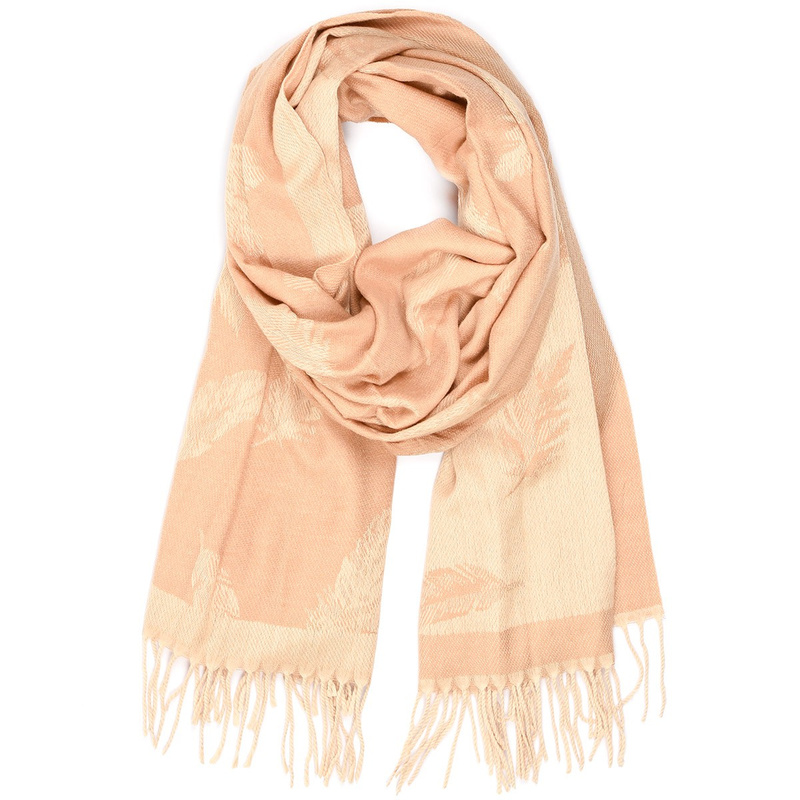 Beige Cotton large women's scarf tassel shawl ST-25