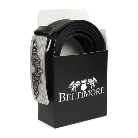 Beltimore leather men's black wide belt W26 : Colors - black, Strap size - r.90-105 cm