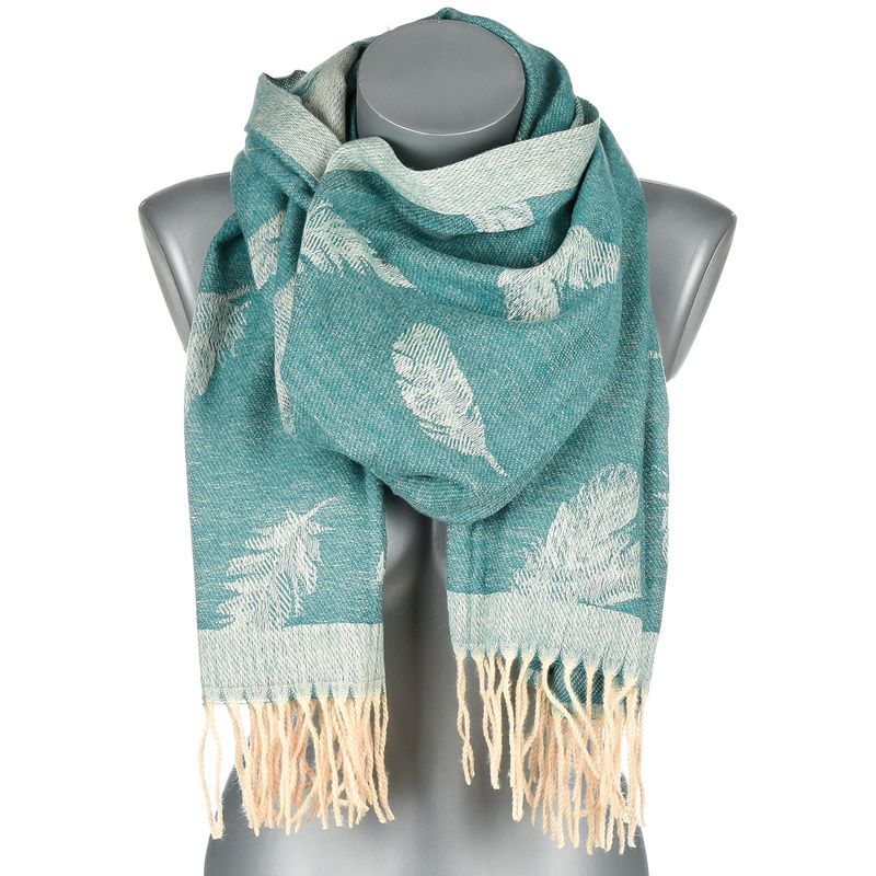 Turquoise Cotton large women's scarf tassel shawl ST-25