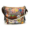 Women's colorful leather messenger bag with mosaic pattern