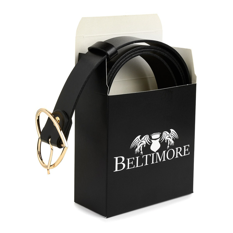 Beltimore leather belt Blamra Fashionable heart D63: colors - black, stripes - r. 105-120 cm