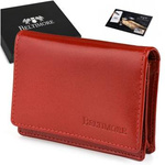 Business card case red leather slim wallet Beltimore G94