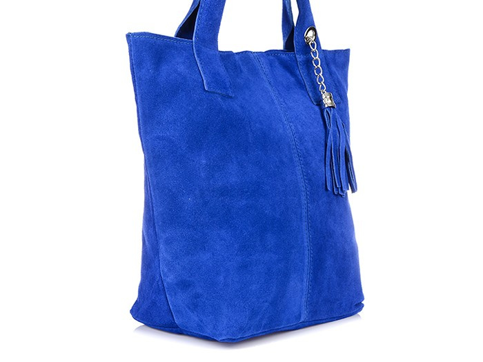 Italian Leather Suede A4 Shopper Handbag cornflower T49