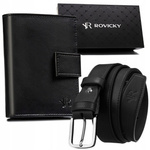 Leatherette wallet and belt set ROVICKY R-N004L-110-PU03