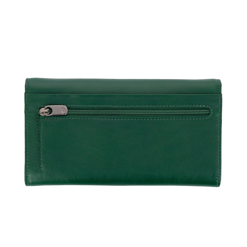 Womens wallet Deena by Nuvola Pelle made in Nappa leather full grain. Magnetic button closure, bellows pockets and zip holder.