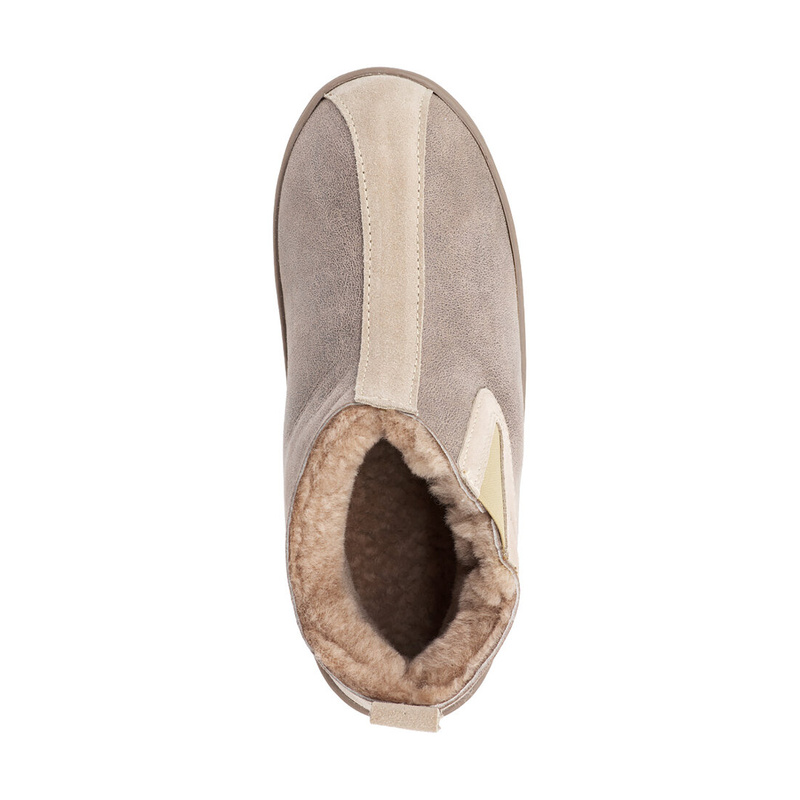 Men's warm ankle-length sheepskin slippers