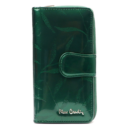 Large stylish women's wallet with a plant motif