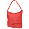 Red leather messenger Two Beltimore i66 stripes