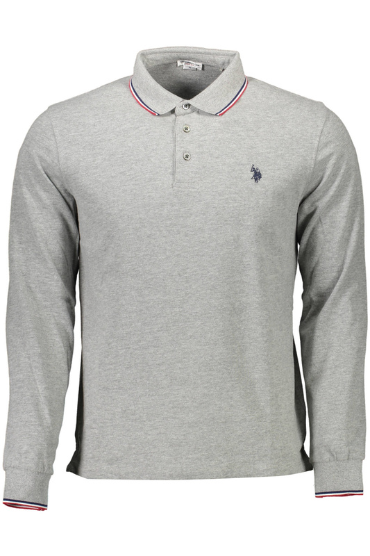 US POLO SHIRT LANGARM HERREN GRAU