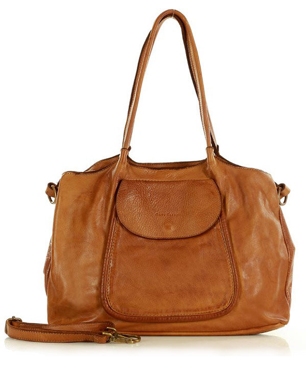 Leather women's shopper with shoulder organizer