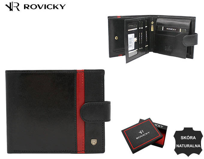 Portfel męski skórzany 22323L-RVTP BLACK+RED