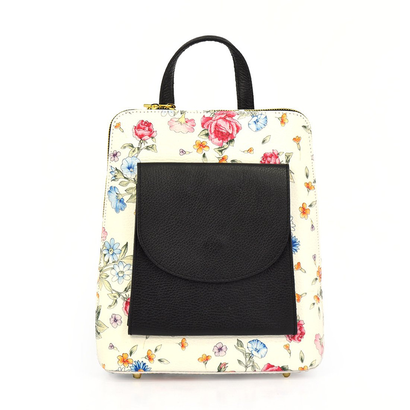 Eleganter Damen-Luxus-Lederrucksack mit Blumen