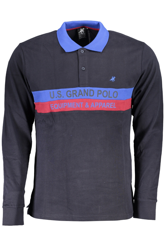 US GRAND POLO MEN&#39;S LONG SLEEVED POLO SHIRT BLUE