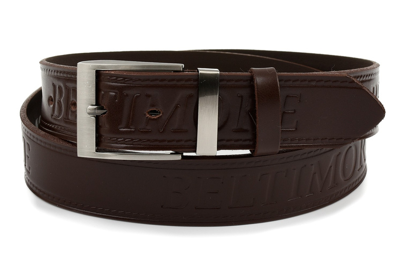 Beltimore men's leather wide belt denim brown 517 : Colors - brown, beige, Strap size - r.120-135 cm