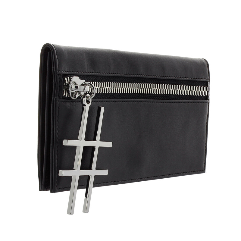 Large womens wallet  Hashtag Fun by DUDU in genuine Nappa leather, thin design by Zaven, with zip and credit card pockets.