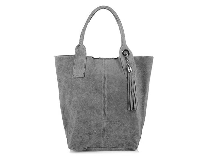 Suede leather handbag Bag large A4 WITH Pouch grey L82