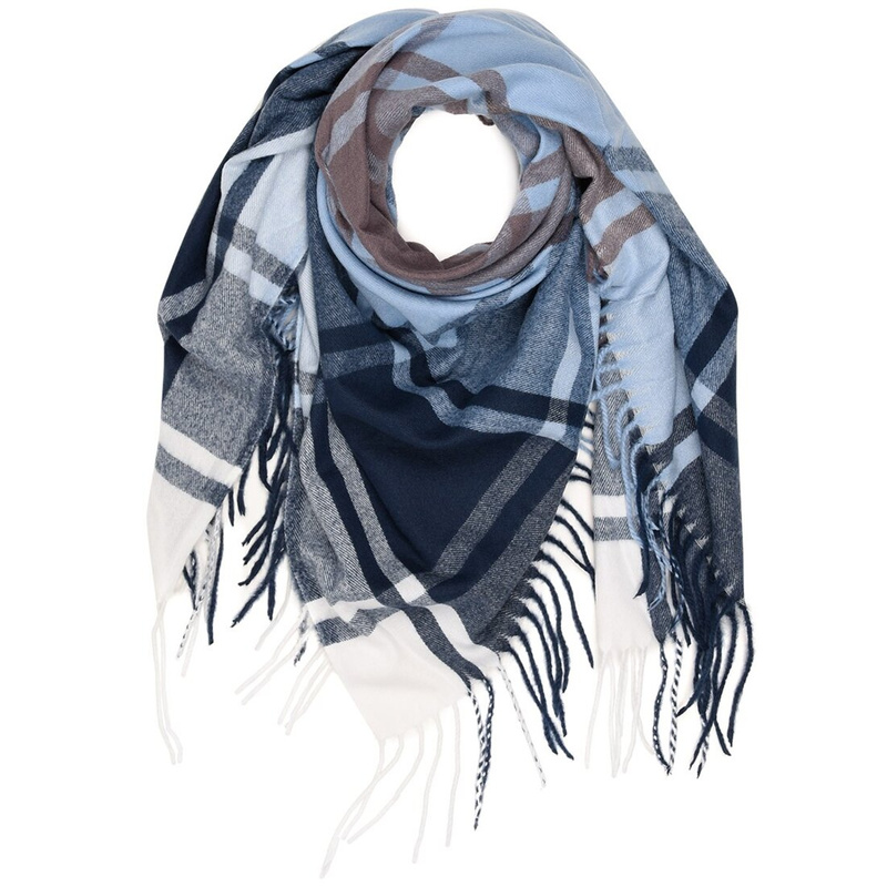 Navy Blue Large Women's Cotton Scarf Warm Fashionable AX-114