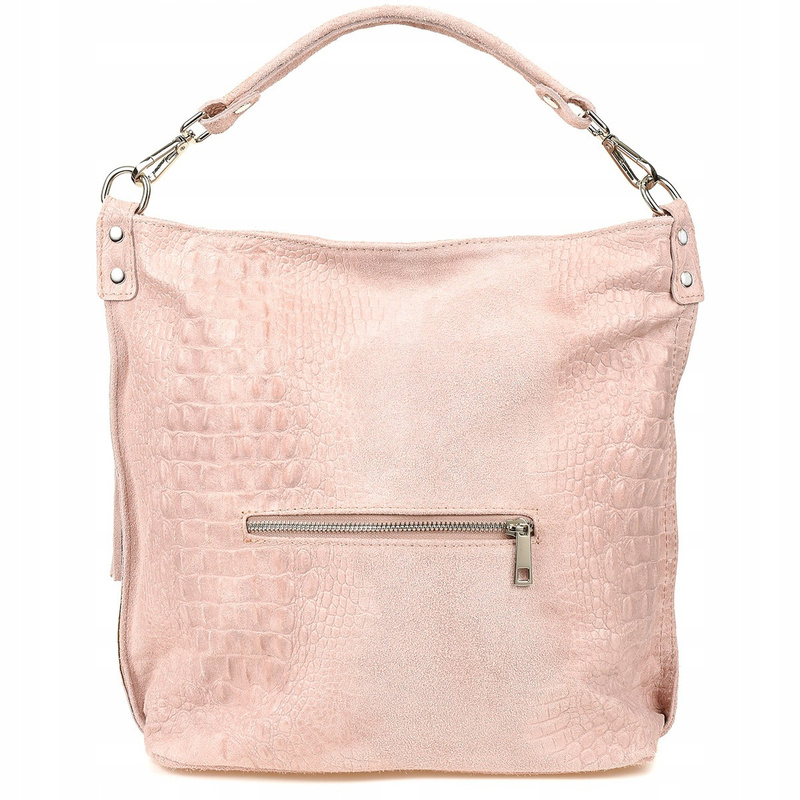 Powder pink leather bag suede shopper w10