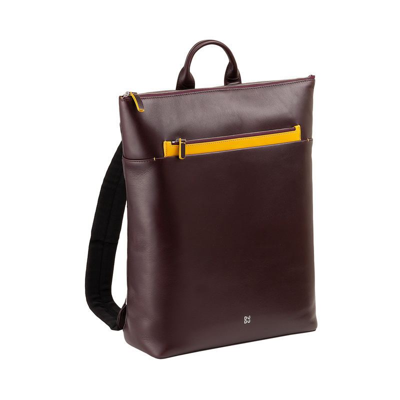 Men’s business backpack Colorful Tokyo by DUDU made in elegant nappa leather. Suitable for work by laptop holder until 16 inch, zipper closure and trolley strap.