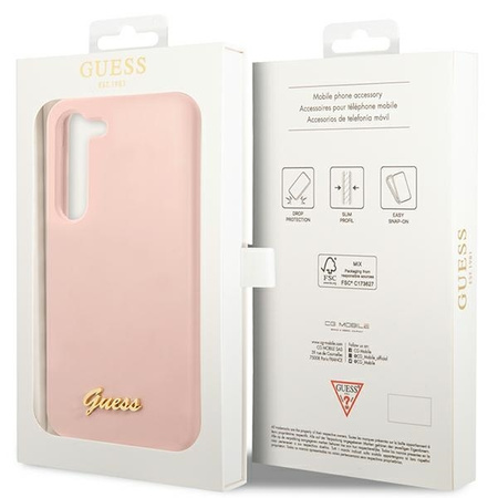 Guess GUHCS23MLSLMGPP S23+ S916 różowy/pink hardcase Silicone Script Metal Logo