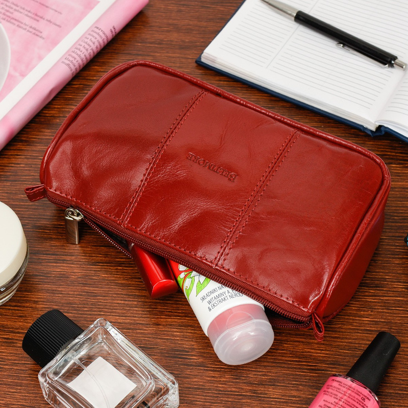 Beltimore Cosmetic Leather Red Pencil Case M79